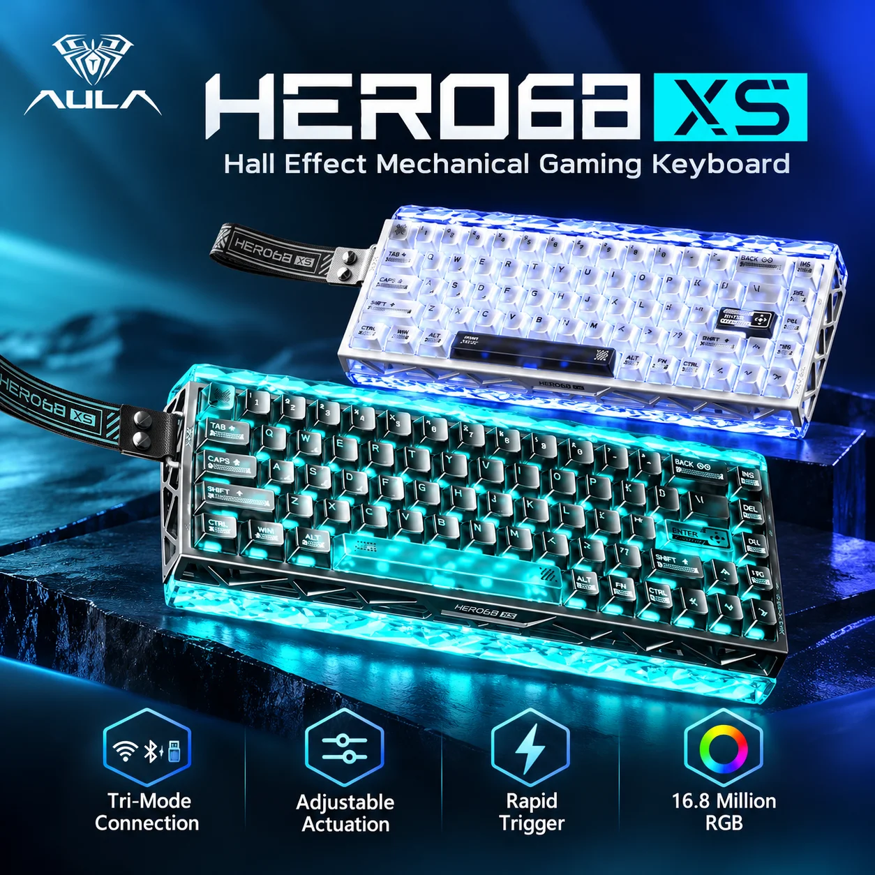 Gaming Keyboard Nearby - AULA Hero68 XS Hall-Effekt-Gaming-Tastatur, 60 Prozent,