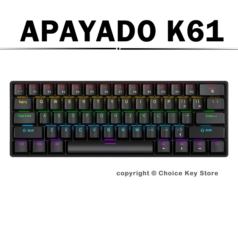 Keyboard Gaming Blue Switch - APAYADO K61 Mechanische Gaming-Tastatur 60% 61