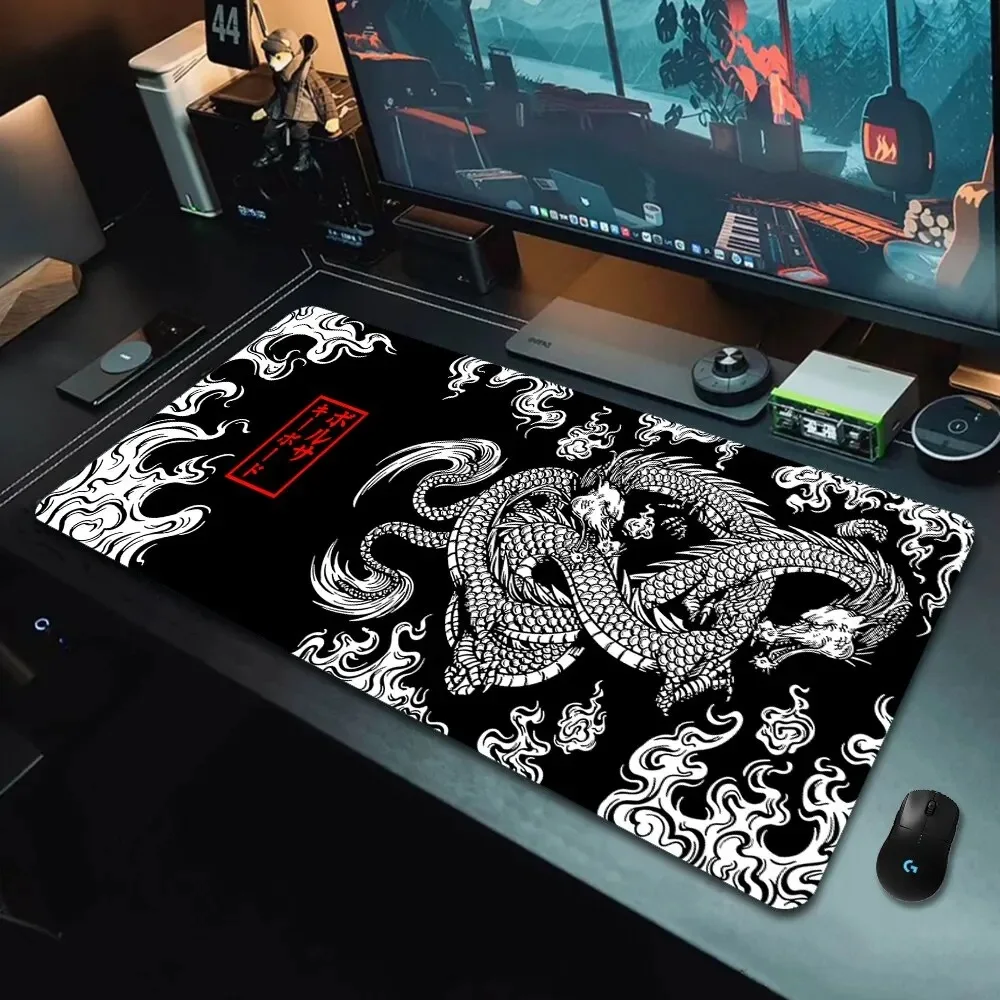 Gaming Keyboard Nearby - Japanisches Drachen-Gaming-Mauspad, Speed-Schreibtischunterlage, Anime-Thema, Tastatur-Gamer-Mauspad für